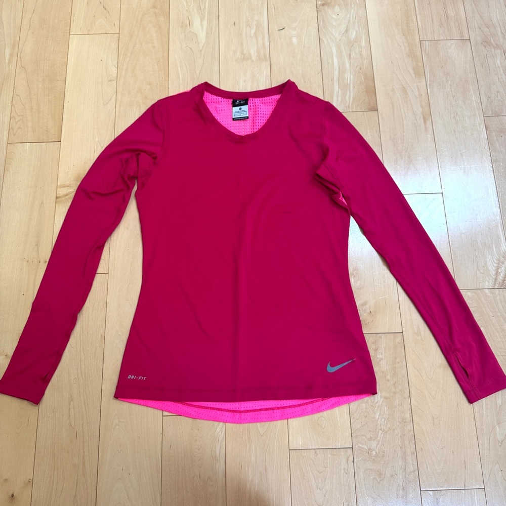 Nike Pink Fitted Long Sleeve Tee